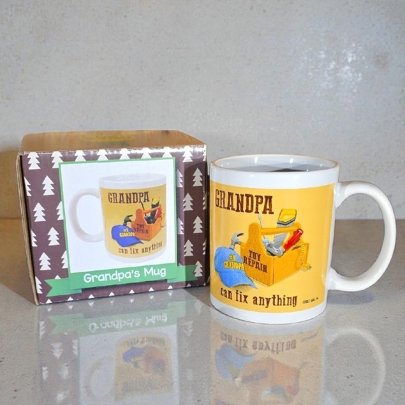 R&K Other - Grandpa's Fix-It White And Yellow Mug